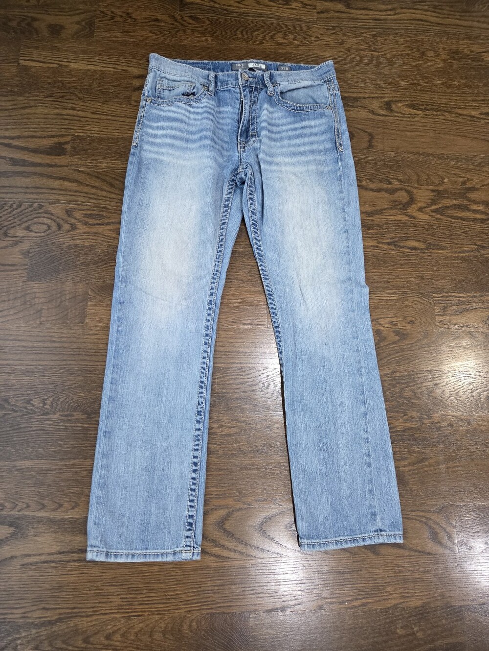 BKE Buckle Jake Men's Light Blue Straight Jeans - Classic Everyday Denim Sz.33R